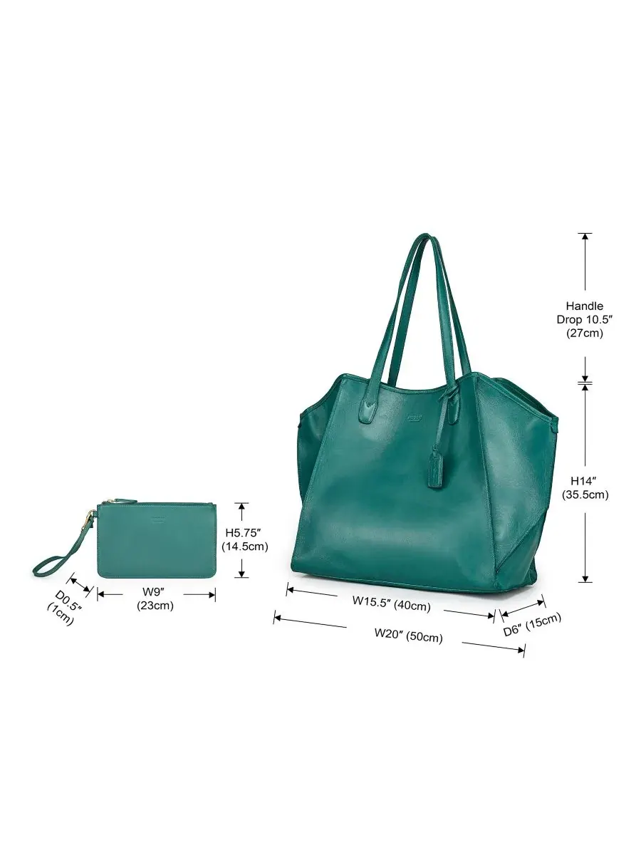Сумка-шопер Iris Large Leather Carryall Tote OLD TREND — изображение 5 из 9, зеленый
