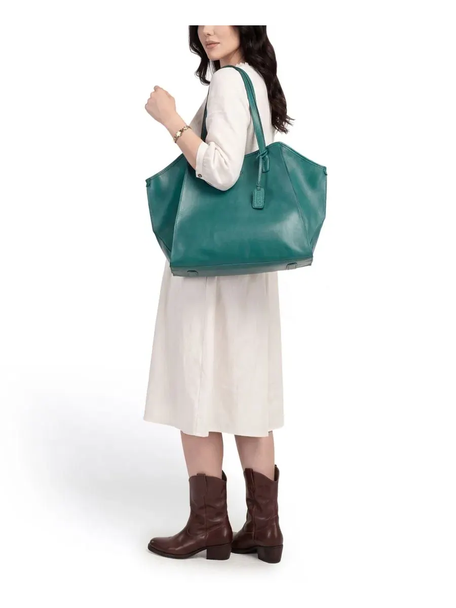 Сумка-шопер Iris Large Leather Carryall Tote OLD TREND — изображение 9 из 9, зеленый