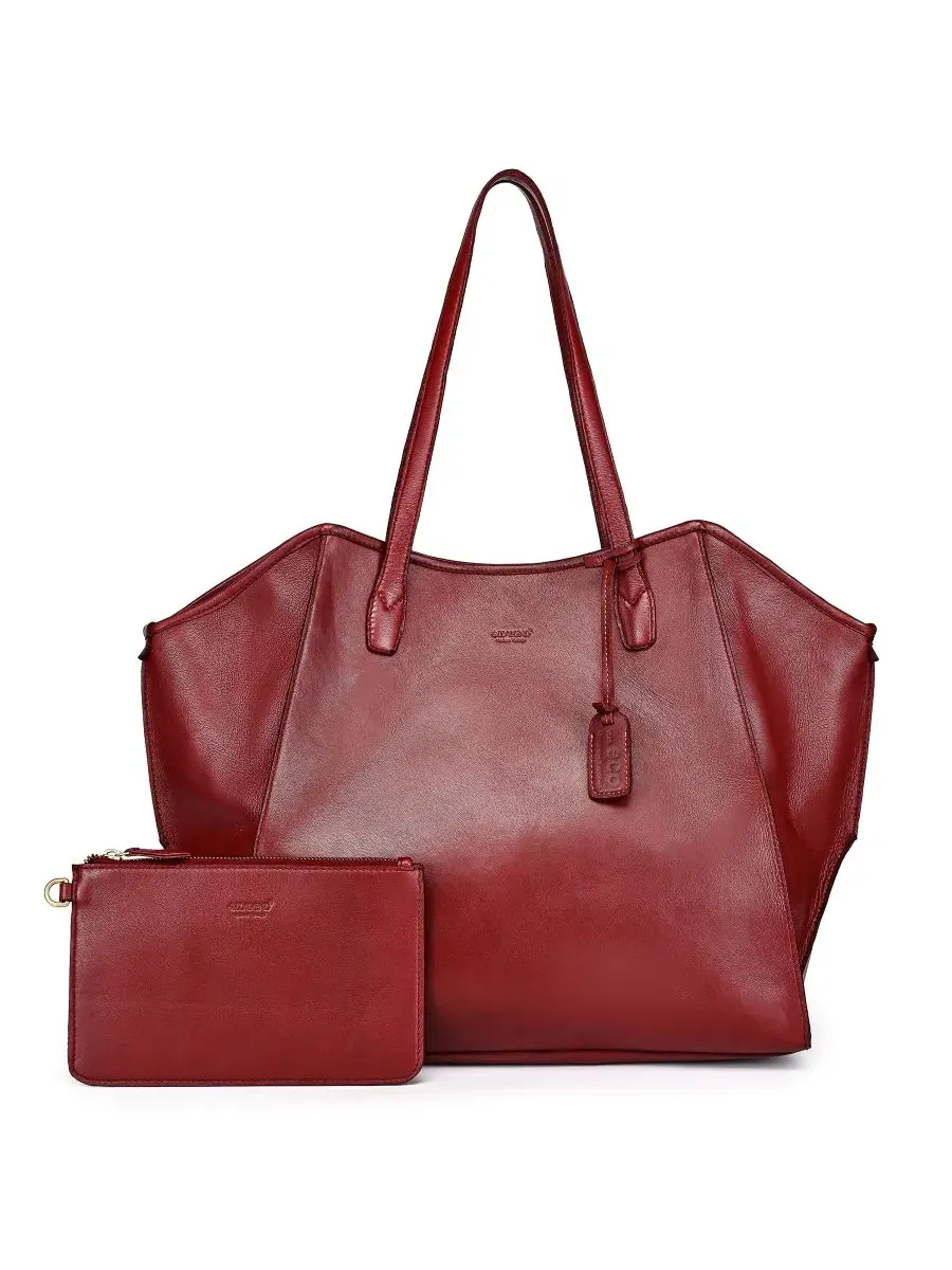 Сумка-шопер кожаная Iris Large Leather Carryall Tote OLD TREND — изображение 1 из 8, красный