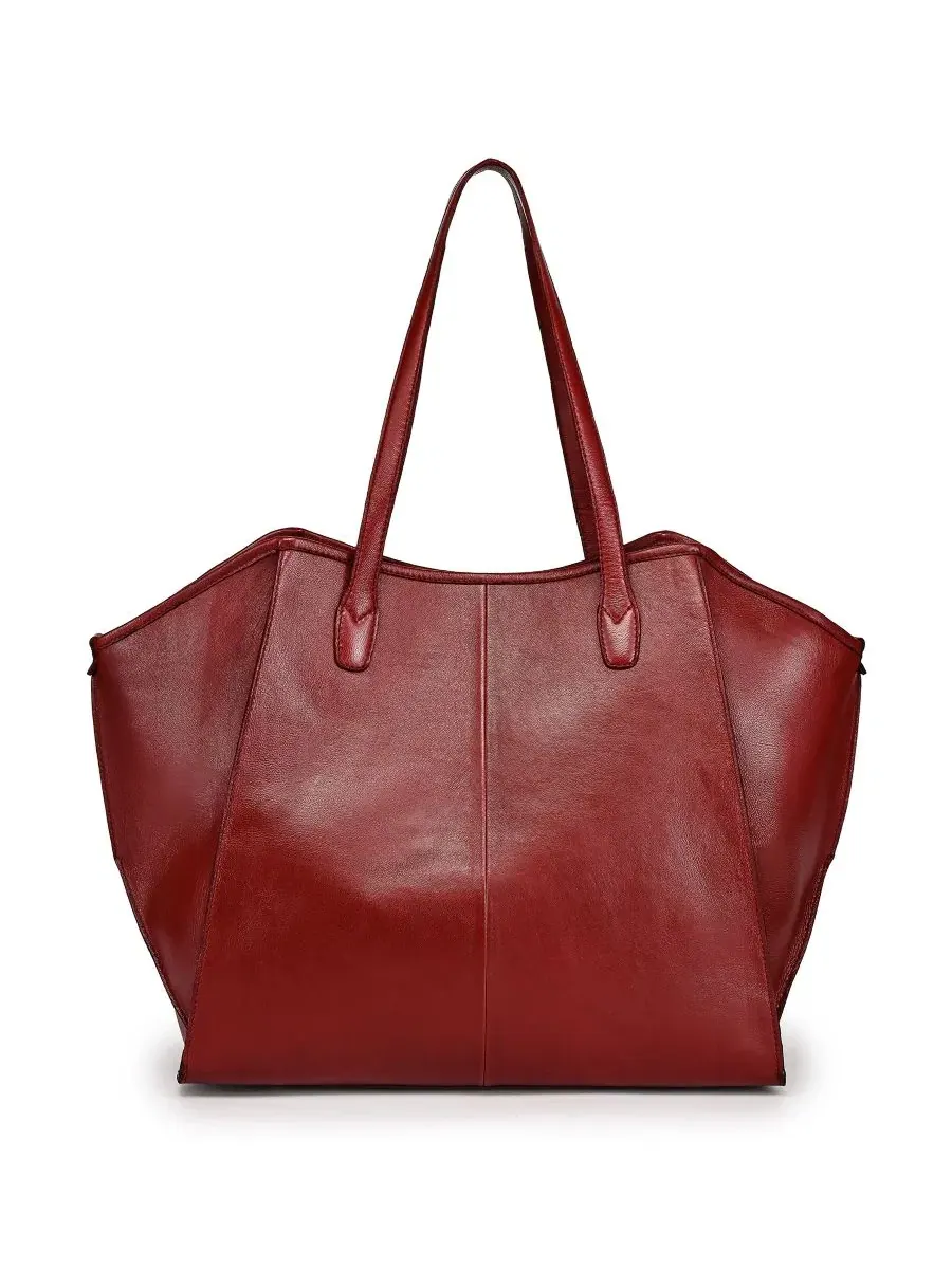 Сумка-шопер кожаная Iris Large Leather Carryall Tote OLD TREND — изображение 2 из 8, красный
