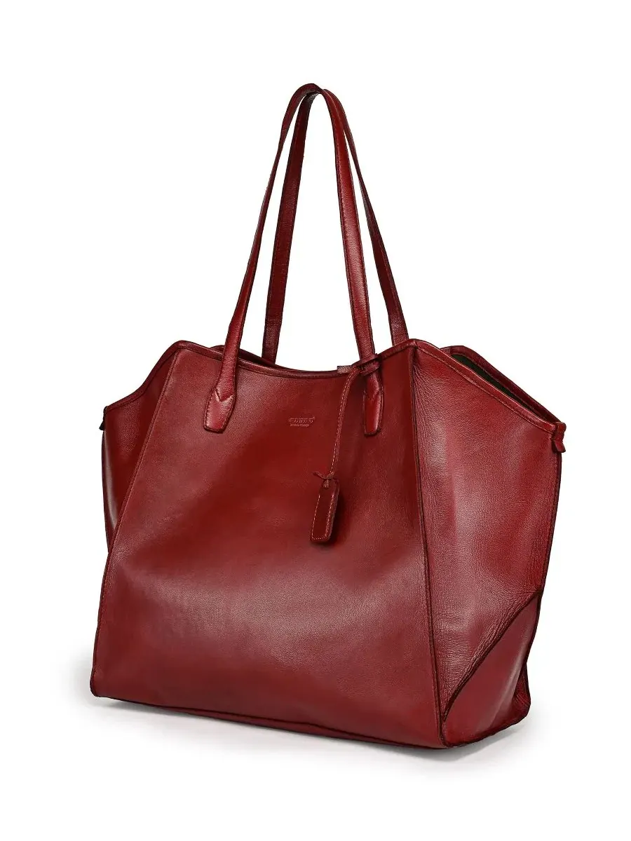 Сумка-шопер кожаная Iris Large Leather Carryall Tote OLD TREND — изображение 3 из 8, красный