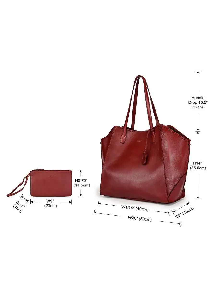 Сумка-шопер кожаная Iris Large Leather Carryall Tote OLD TREND — изображение 5 из 8, красный