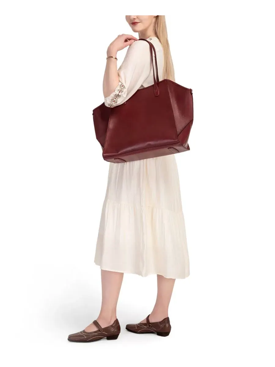 Сумка-шопер кожаная Iris Large Leather Carryall Tote OLD TREND — изображение 6 из 8, красный