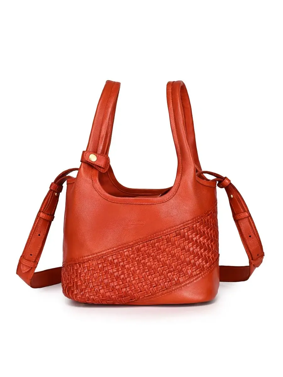 Сумка-тоут ручной работы Lily Small Handwoven Tote OLD TREND — изображение 1 из 9, оранжевый