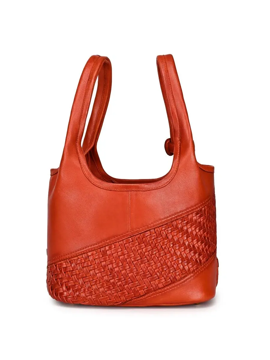 Сумка-тоут ручной работы Lily Small Handwoven Tote OLD TREND — изображение 2 из 9, оранжевый