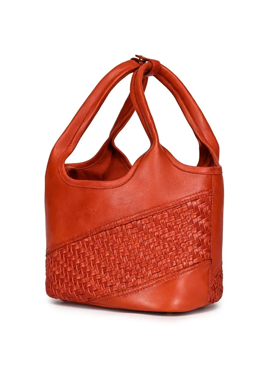 Сумка-тоут ручной работы Lily Small Handwoven Tote OLD TREND — изображение 3 из 9, оранжевый