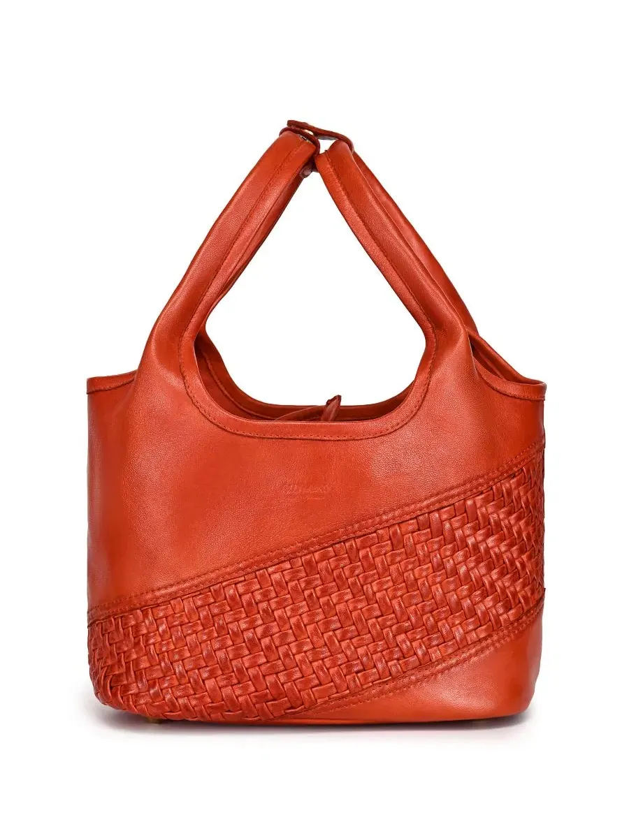 Сумка-тоут ручной работы Lily Small Handwoven Tote OLD TREND — изображение 6 из 9, оранжевый