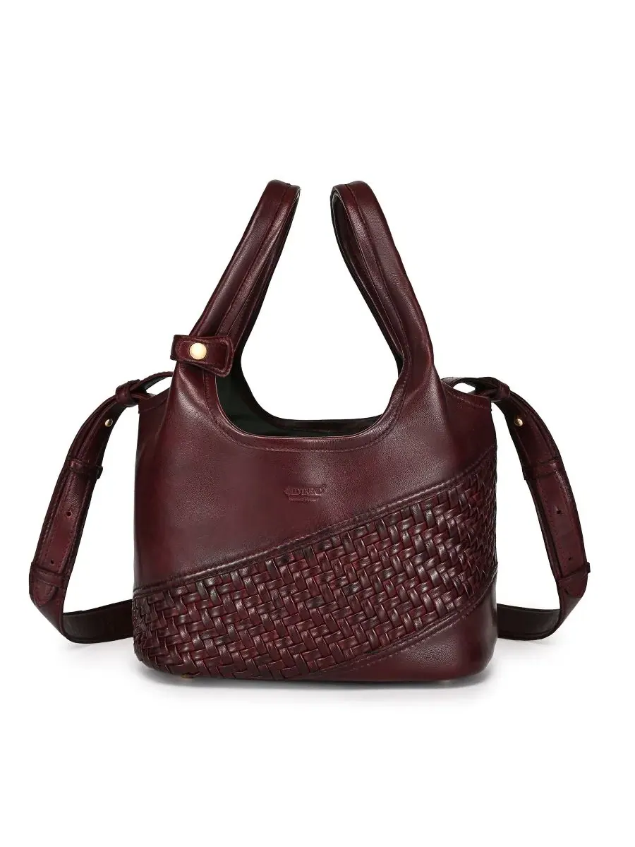 Сумка-шопер ручной работы с плетением Lily Small Handwoven Tote OLD TREND — изображение 1 из 9, бордовый красный