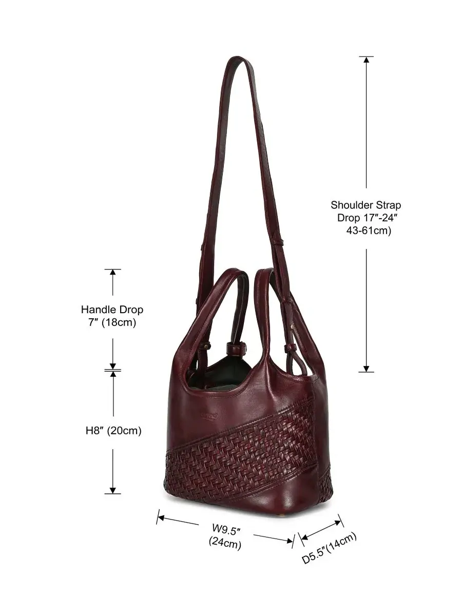 Сумка-шопер ручной работы с плетением Lily Small Handwoven Tote OLD TREND — изображение 7 из 9, бордовый красный