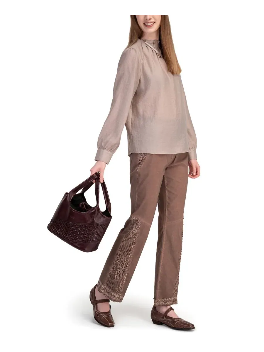 Сумка-шопер ручной работы с плетением Lily Small Handwoven Tote OLD TREND — изображение 9 из 9, бордовый красный