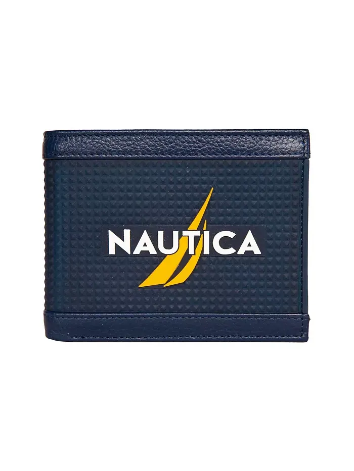 Мужской кожаный кошелек-бифолд с логотипом Nautica