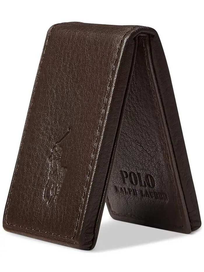 Мужской зажим для денег из шагреневой кожи Polo Ralph Lauren — изображение 2 из 3, коричневый
