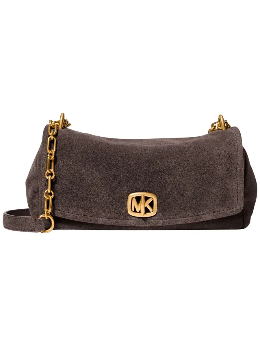 Сумка женская малая кросс-боди 100% кожа Michael Kors Bryant Suede Turn-Lock Convertible Chain — изображение 1 из 5, шоколад