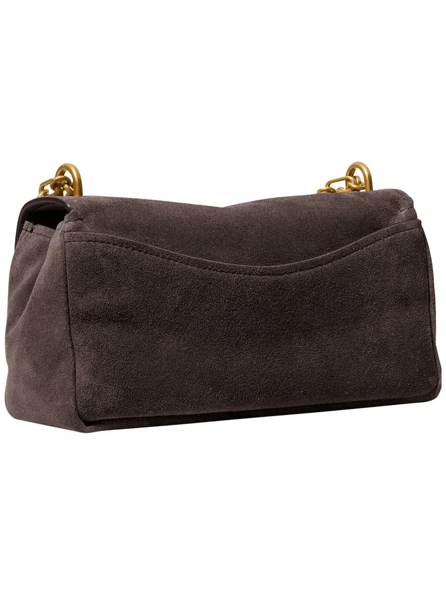 Сумка женская малая кросс-боди 100% кожа Michael Kors Bryant Suede Turn-Lock Convertible Chain — изображение 4 из 5, шоколад
