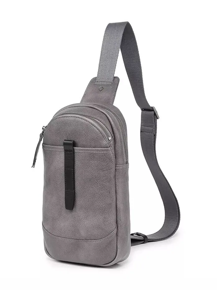 Женская сумка-слинг Sun-Wing из натуральной кожи OLD TREND — изображение 4 из 11, серый