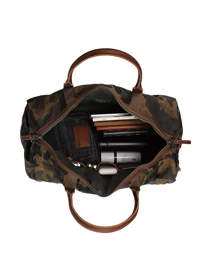 Дорожная сумка Hillside Bee-Wax Canvas TSD BRAND — изображение 4 из 11, оливковый