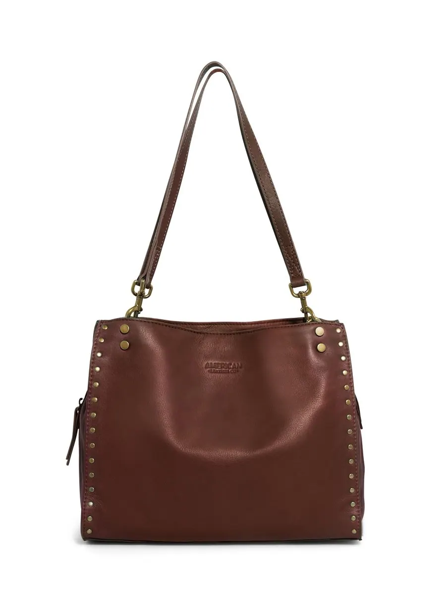 Сумка-портфель LENOX с заклепками и тройным входом American Leather Co, Cordovan S