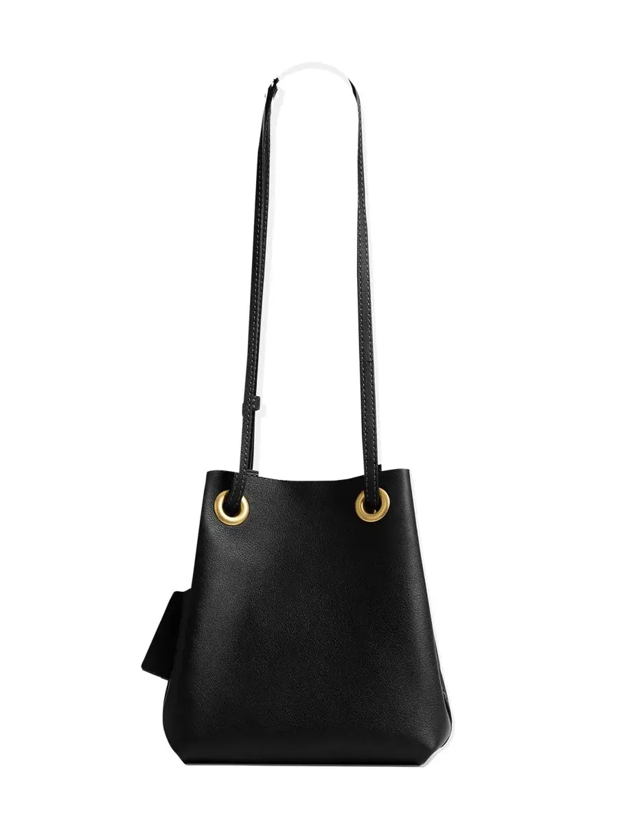 Маленькая кожаная сумка через плечо из нефрита с завязками Coach — изображение 2 из 8, черный