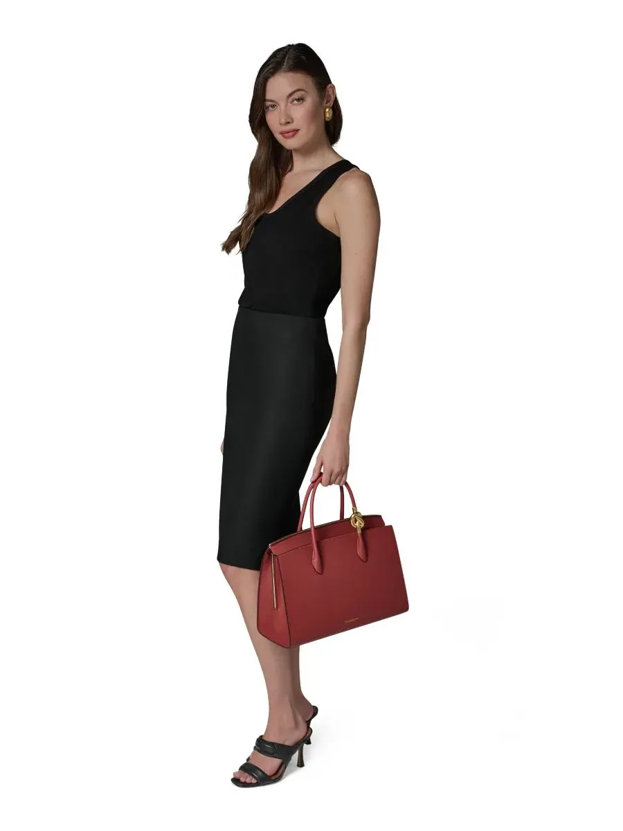 Кожаная сумка-сатчел Loden Leather Satchel Handbag Donna Karan New York — изображение 2 из 8, коричневый