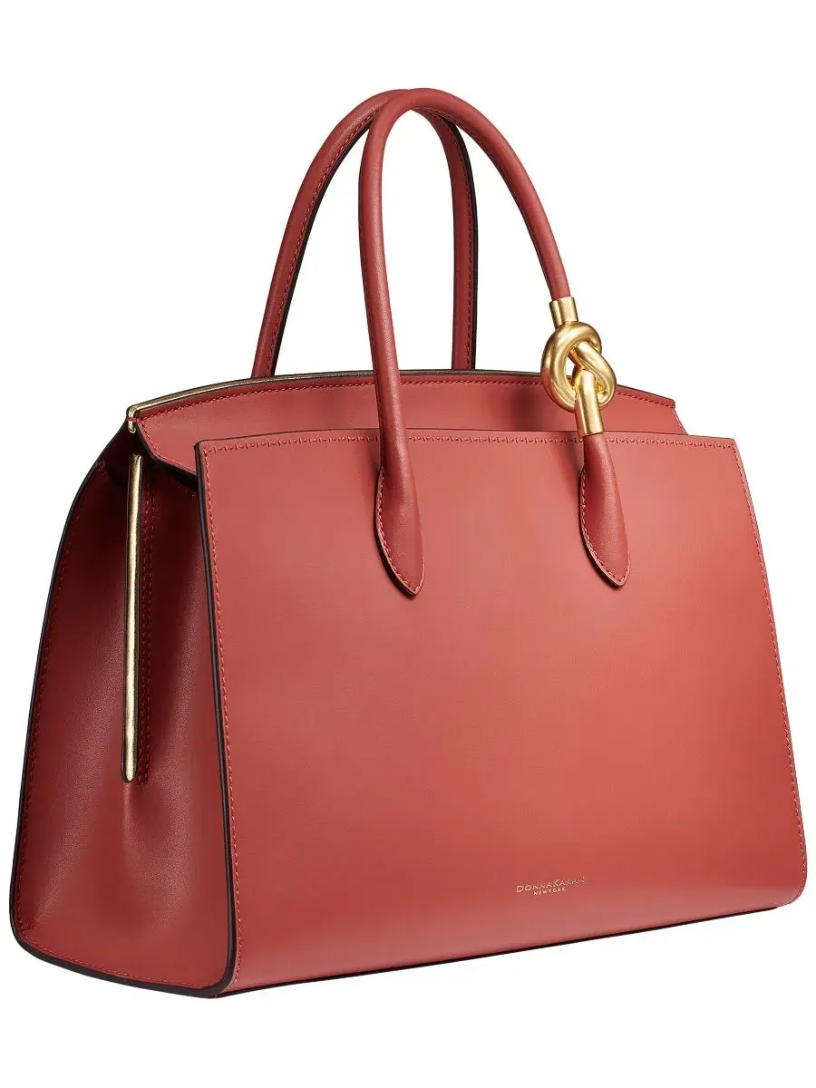 Кожаная сумка-сатчел Loden Leather Satchel Handbag Donna Karan New York — изображение 4 из 8, коричневый