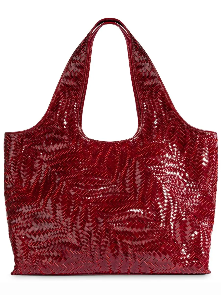 Женская сумка-тоут с плетеным узором Charli Woven Leather Tote Sam Edelman — изображение 1 из 6, красный