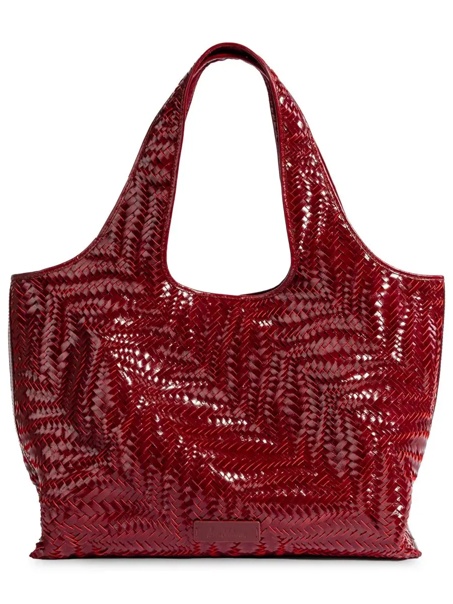 Женская сумка-тоут с плетеным узором Charli Woven Leather Tote Sam Edelman — изображение 2 из 6, красный