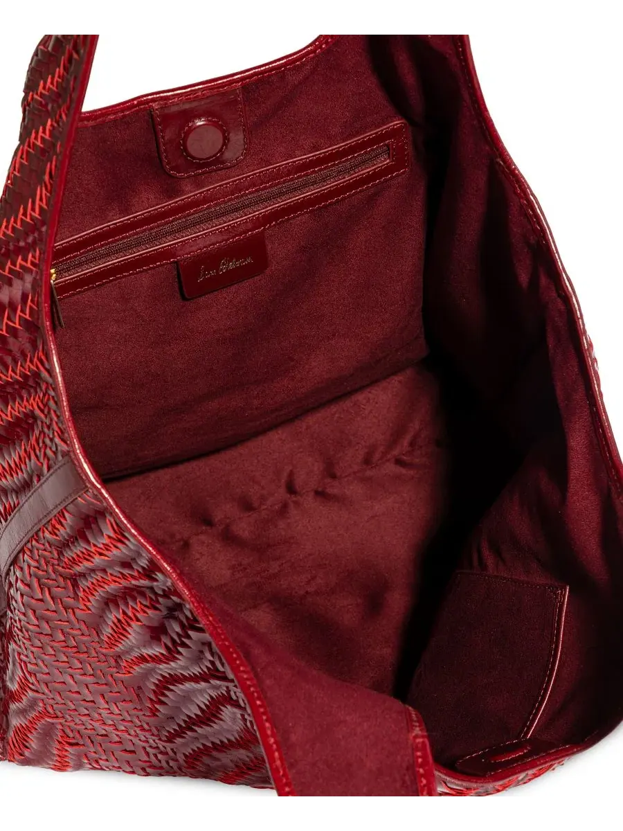 Женская сумка-тоут с плетеным узором Charli Woven Leather Tote Sam Edelman — изображение 4 из 6, красный