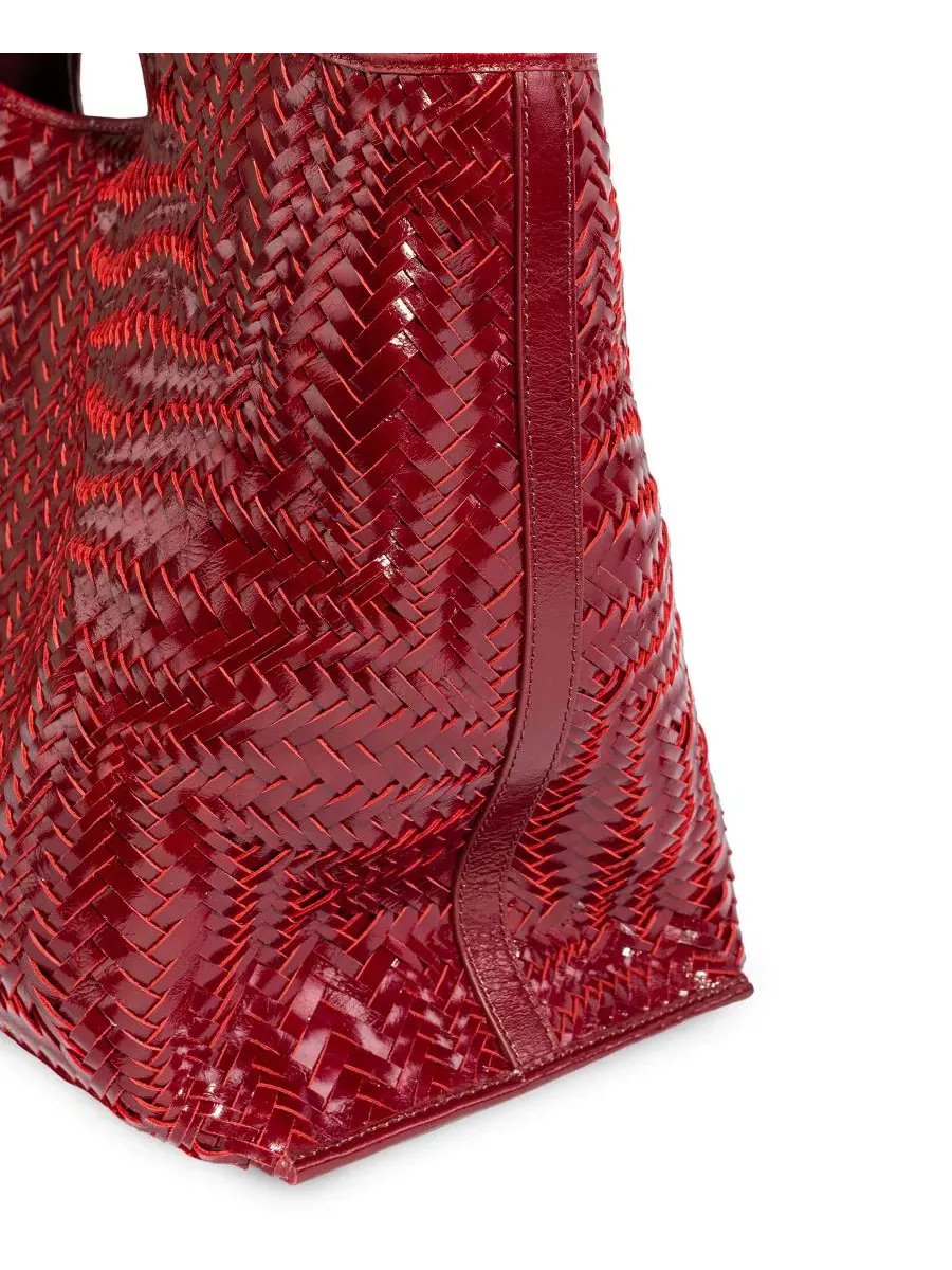 Женская сумка-тоут с плетеным узором Charli Woven Leather Tote Sam Edelman — изображение 5 из 6, красный