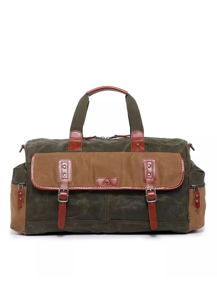 Дорожная сумка из вощеного холста Stone Creek TSD BRAND — изображение 10 из 14, оливковый