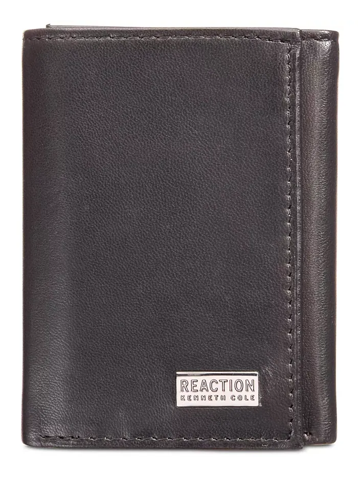 Мужской трехсекционный кошелек увеличенной вместимости из кожи Nappa Kenneth Cole Reaction — изображение 1 из 4, черный
