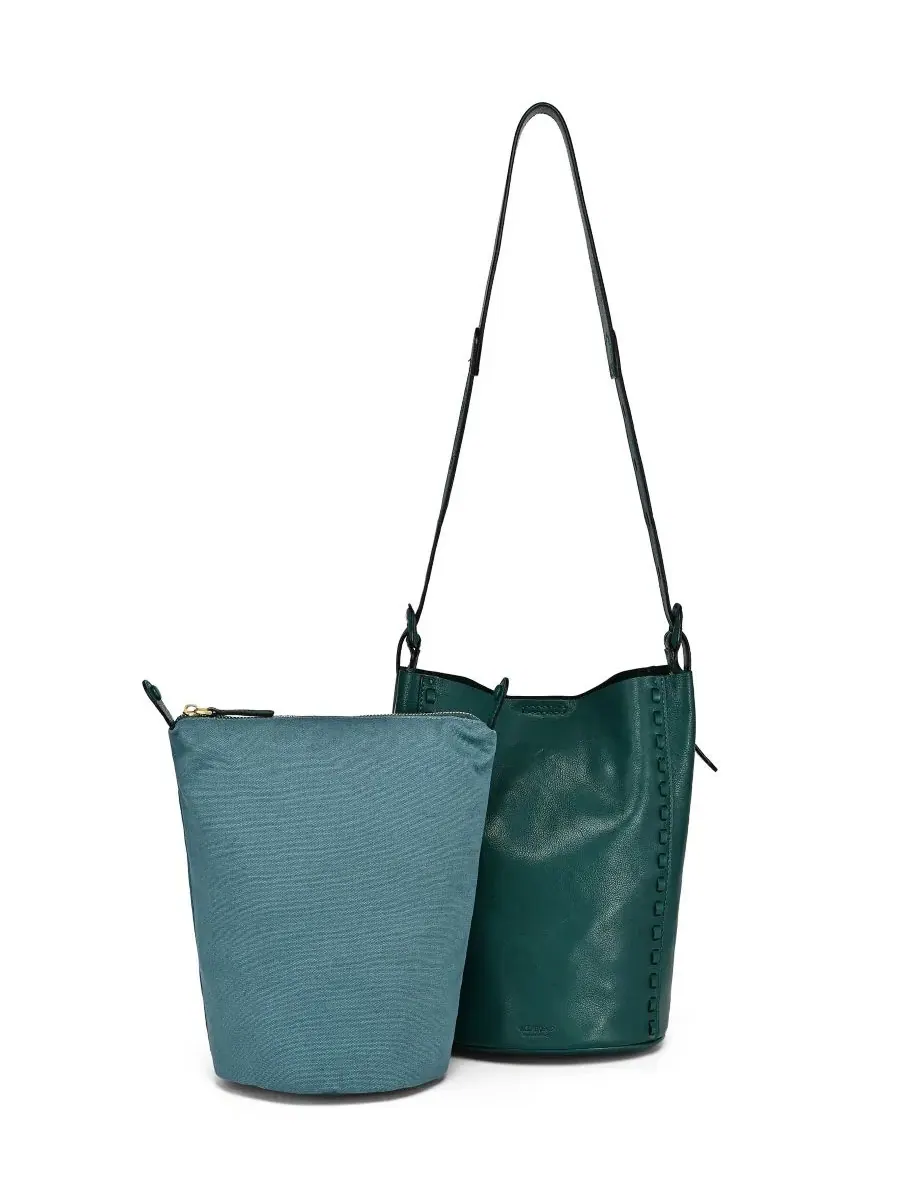 Сумка-баррель из кожи Kale Green OLD TREND — изображение 4 из 7, зеленый