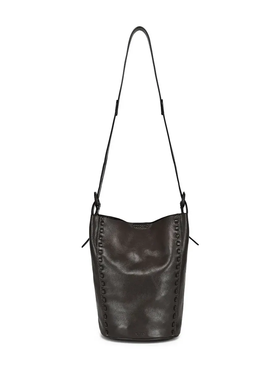 Сумка через плечо из кожи с плетением Juniper Small Leather Crossbody Bucket Handbag OLD TREND — изображение 1 из 7, серый