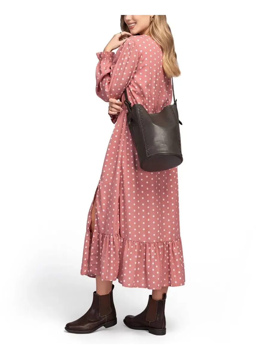 Сумка через плечо из кожи с плетением Juniper Small Leather Crossbody Bucket Handbag OLD TREND — изображение 3 из 7, серый