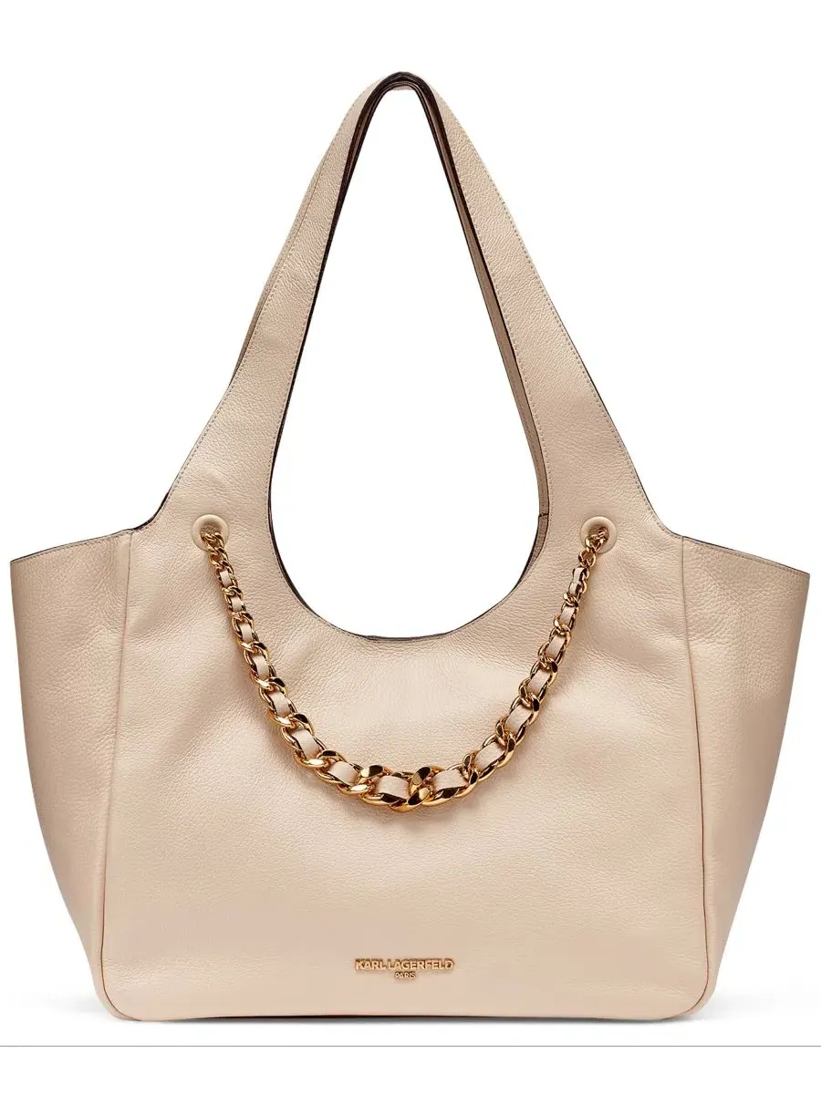 Сумка-тоут из натуральной кожи Ina Leather Extra-Large Tote KARL LAGERFELD PARIS, Brie