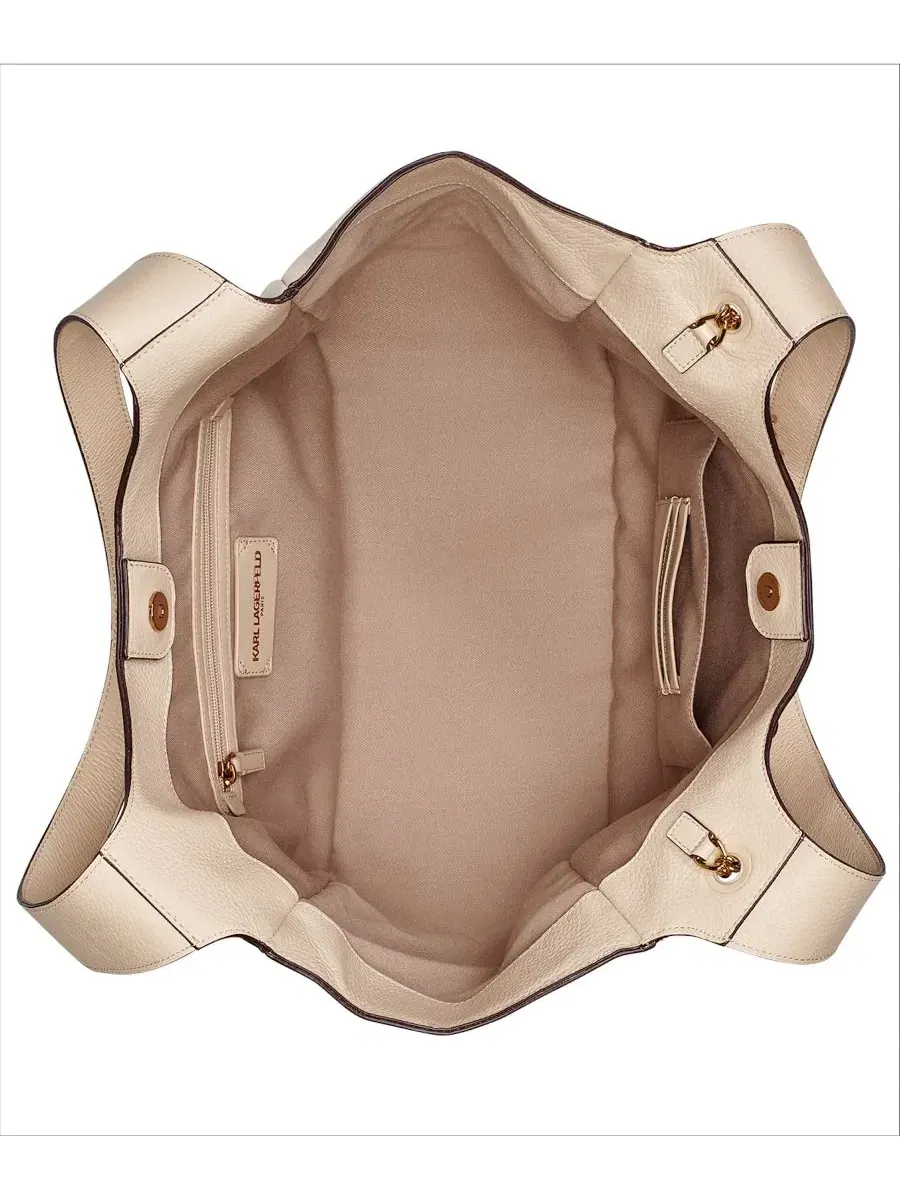 Сумка-тоут из натуральной кожи Ina Leather Extra-Large Tote KARL LAGERFELD PARIS, Brie — изображение 4 из 5