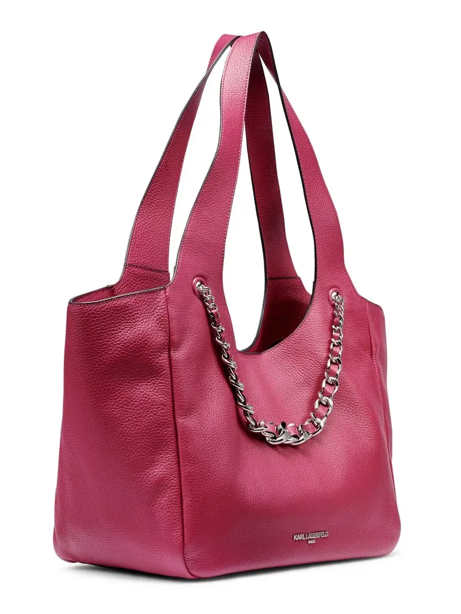 Сумка-шопер Ina Leather Extra-Large Tote KARL LAGERFELD PARIS — изображение 3 из 5, фиолетовый