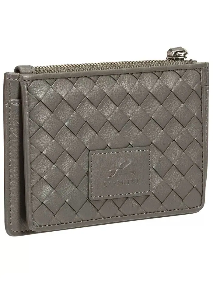 Женский чехол для карт с защитой RFID и карманом для монет из коллекции Basket Weave Mancini — изображение 2 из 7, серый