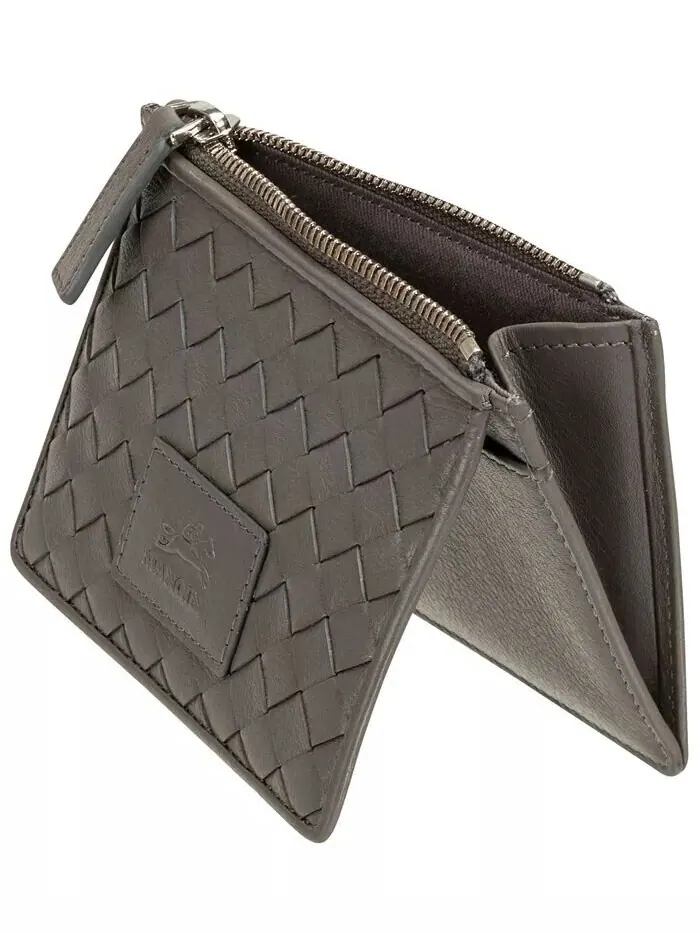 Женский чехол для карт с защитой RFID и карманом для монет из коллекции Basket Weave Mancini — изображение 5 из 7, красный