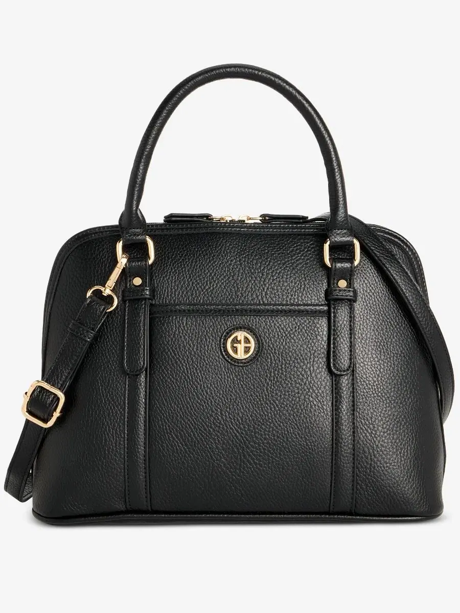 Сумка-саквояж Pebble Detailed Dome Satchel Giani Bernini — черный