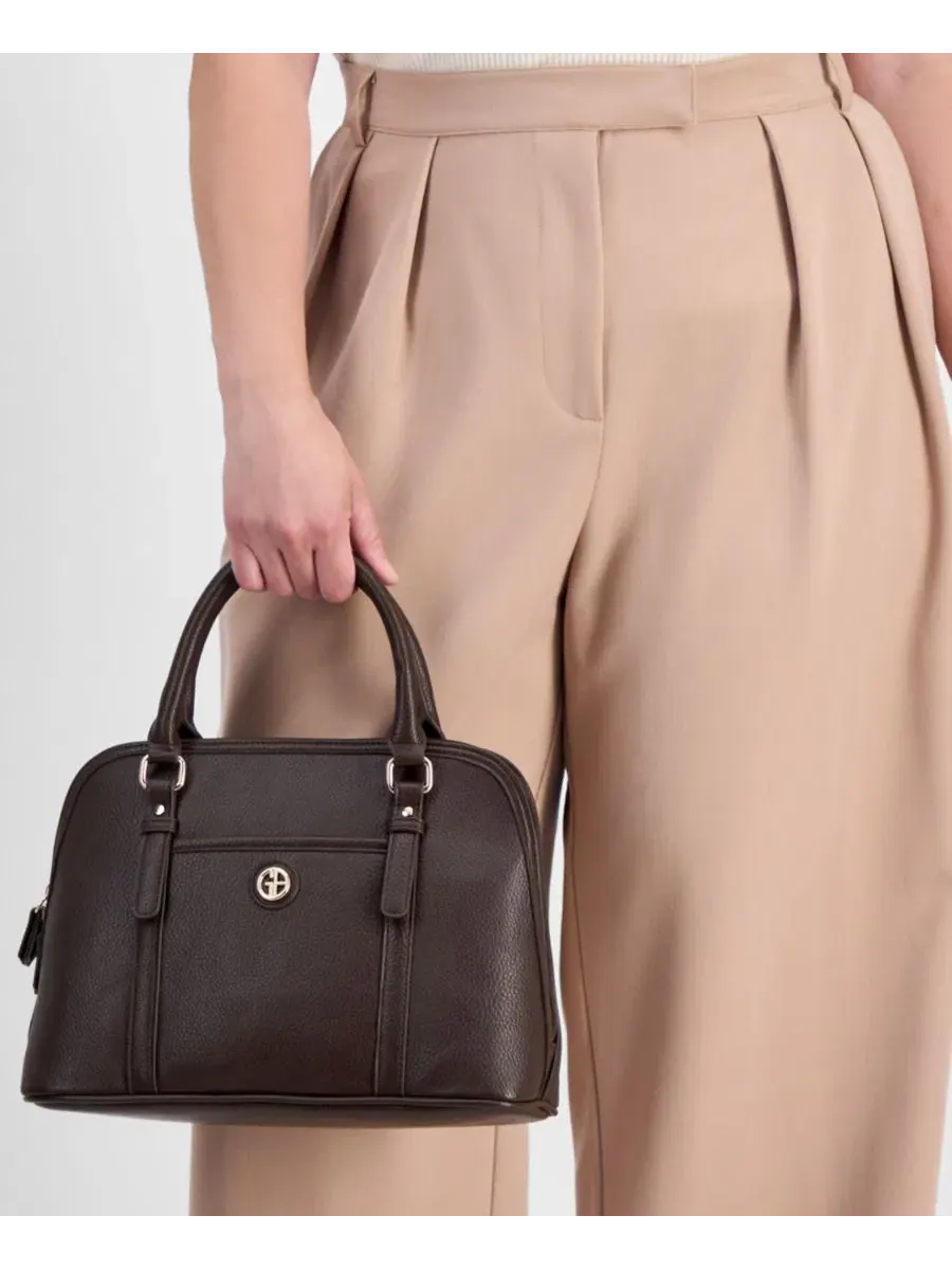 Сумка-саквояж Pebble Detailed Dome Satchel Giani Bernini — изображение 2 из 7, кофейный