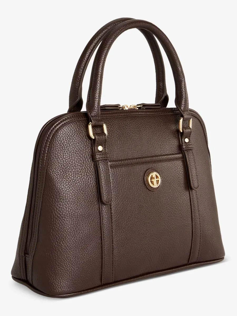 Сумка-саквояж Pebble Detailed Dome Satchel Giani Bernini — изображение 3 из 7, кофейный