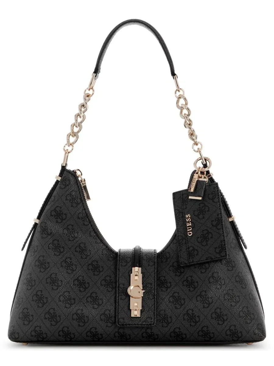 Сумка-хобо с принтом Yvonne Logo Medium Hobo GUESS — изображение 1 из 5, угольный