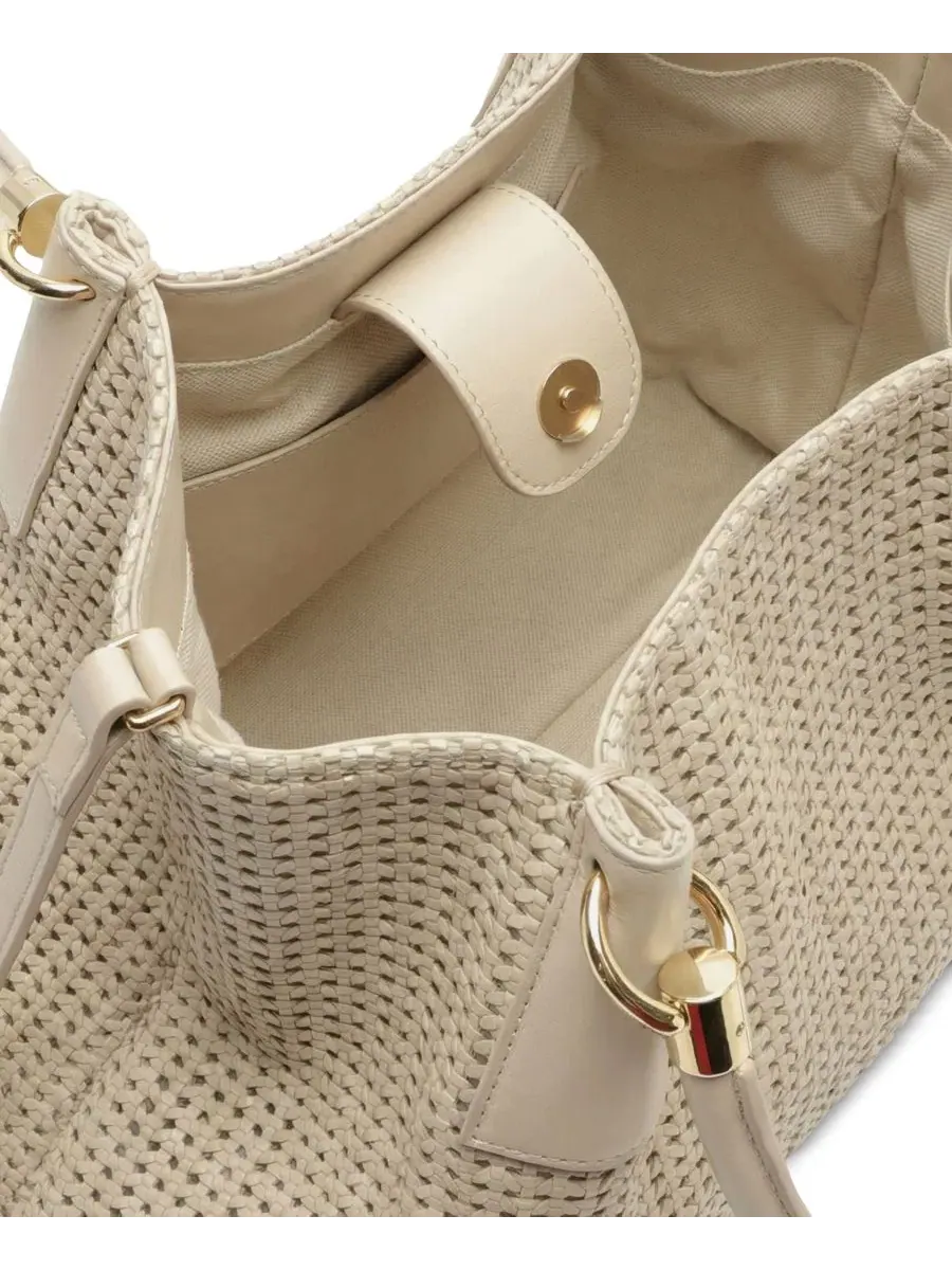 Большая кожаная сумка-тоут с плетением Eva Large Tote Arezzo — изображение 4 из 5, бежевый