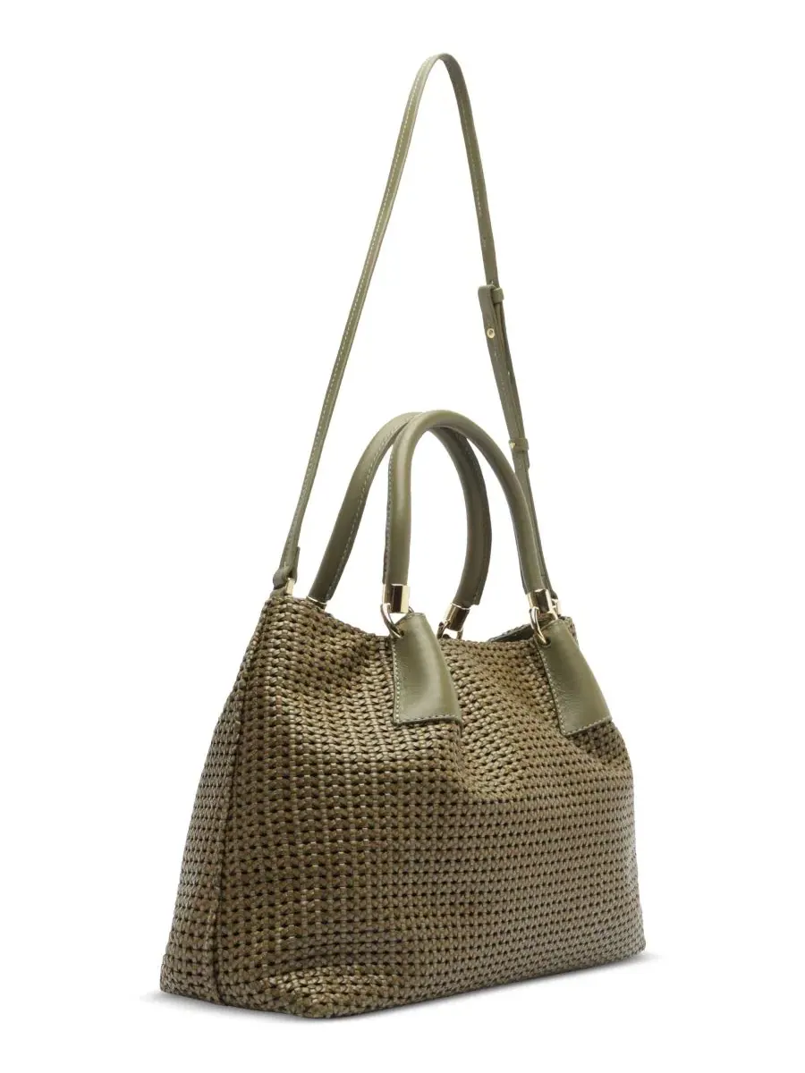 Большая плетеная сумка-тоут Eva Large Tote Arezzo — изображение 3 из 5, зеленый