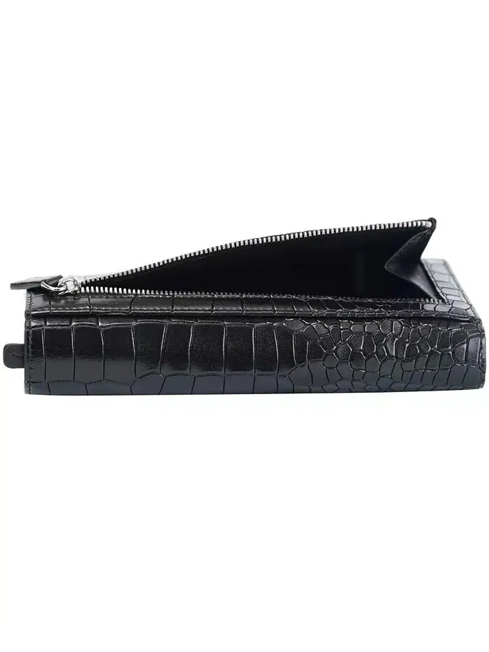 Женский кошелек тройного сложения с защитой RFID Croco2 Mancini — изображение 6 из 7, черный