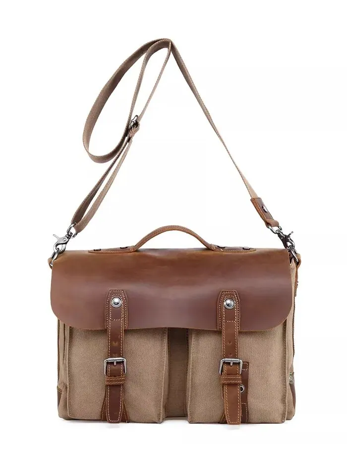 Сумка-мессенджер Hudson Canvas TSD BRAND — изображение 11 из 15, хаки
