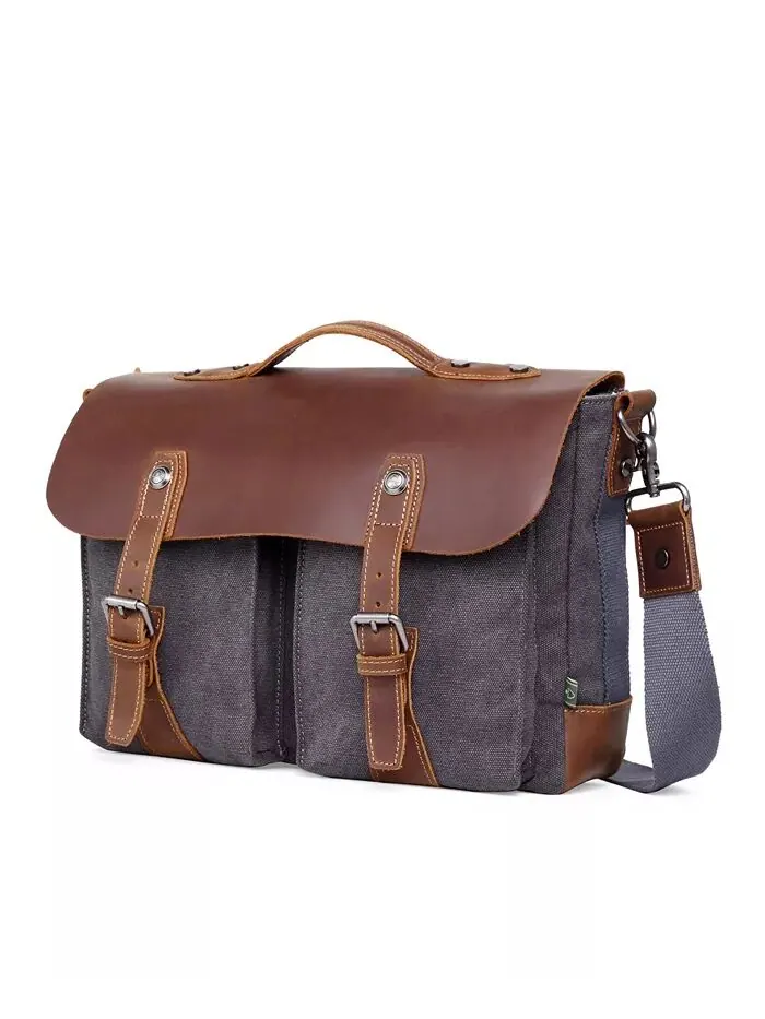 Сумка-мессенджер Hudson Canvas TSD BRAND — изображение 2 из 15, серый