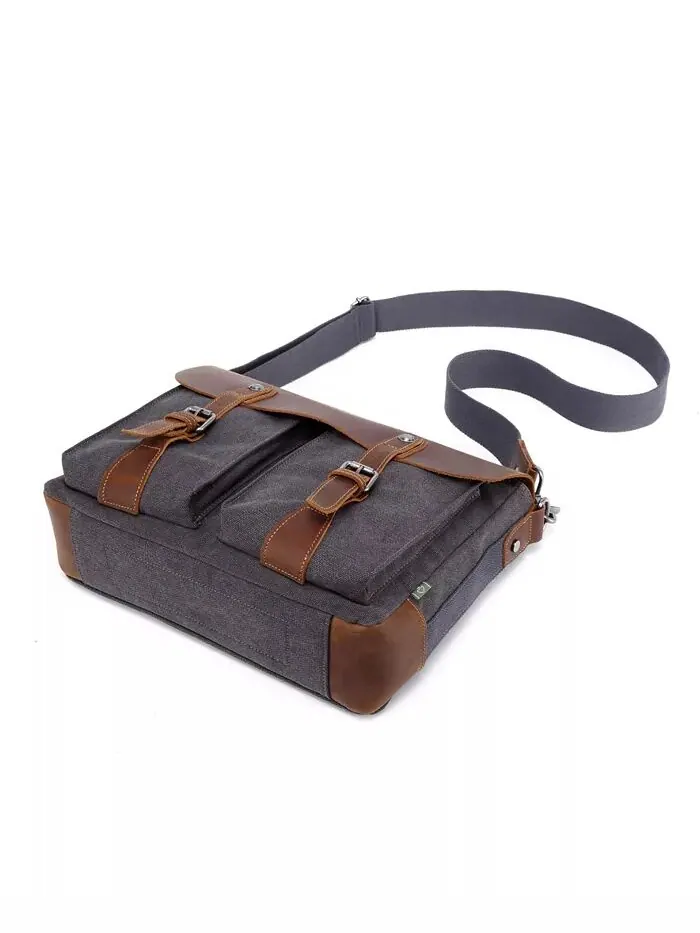 Сумка-мессенджер Hudson Canvas TSD BRAND — изображение 8 из 15, серый