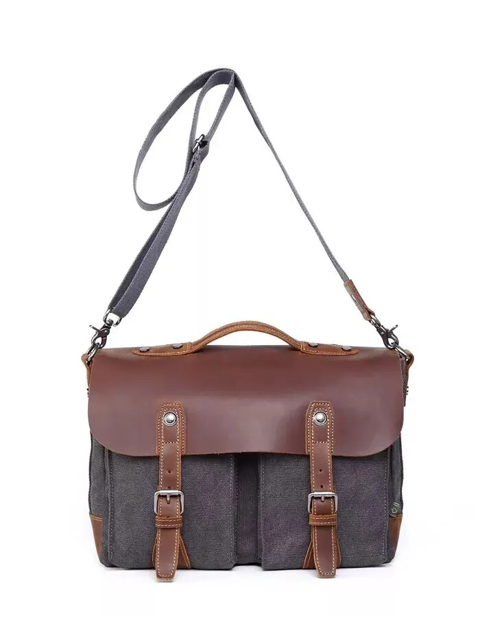 Сумка-мессенджер Hudson Canvas TSD BRAND — изображение 9 из 15, серый