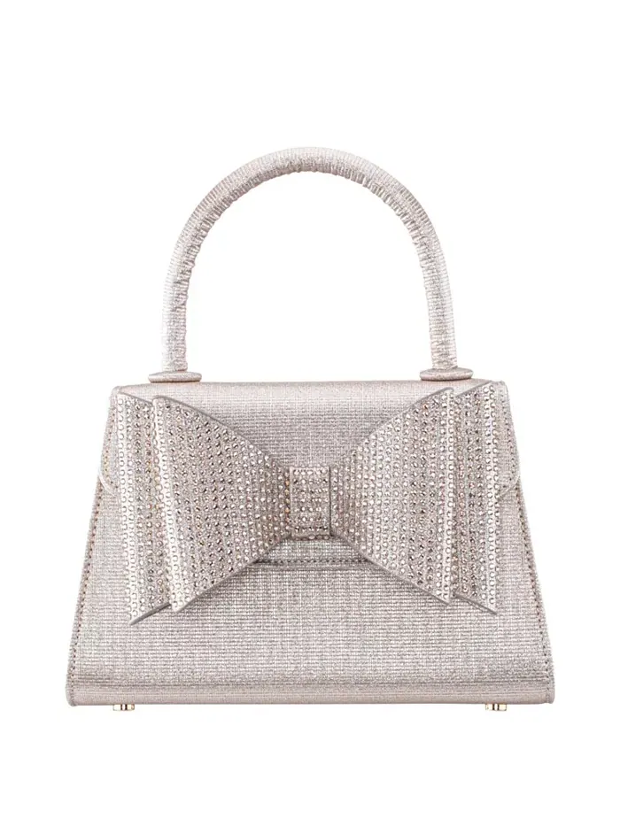 Сумка-портфель Crystal Double Bow Handheld Nina — серебристый